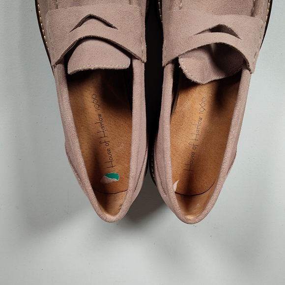 House of Harlow Gunner taupe leather platform penny loafers 8 - Picture 6 of 11